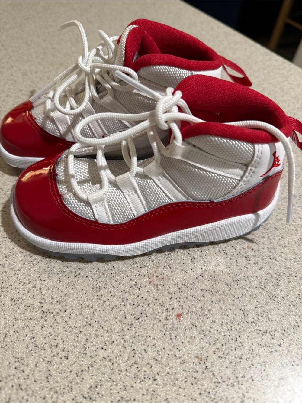 Jordan Kids Red and White High-Top Sneakers